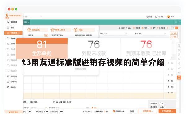 t3用友通标准版进销存视频的简单介绍