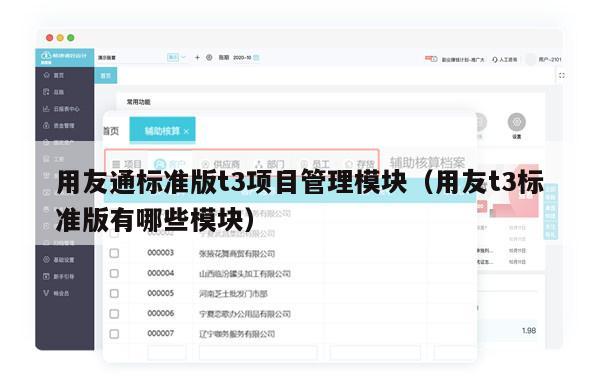用友通标准版t3项目管理模块（用友t3标准版有哪些模块）