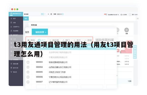 t3用友通项目管理的用法（用友t3项目管理怎么用）