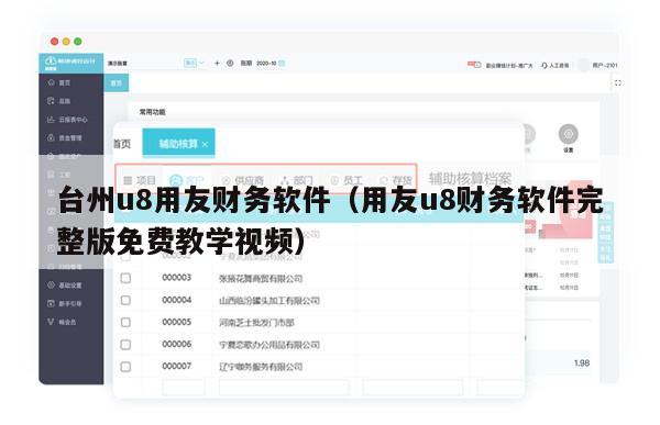 台州u8用友财务软件（用友u8财务软件完整版免费教学视频）