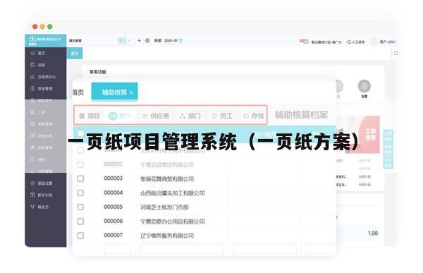 一页纸项目管理系统（一页纸方案）